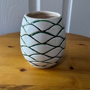 Bee White and Green Ceramic Vase